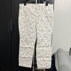 Brand new and never worn white floral girlfriend chino pants from the Loft.